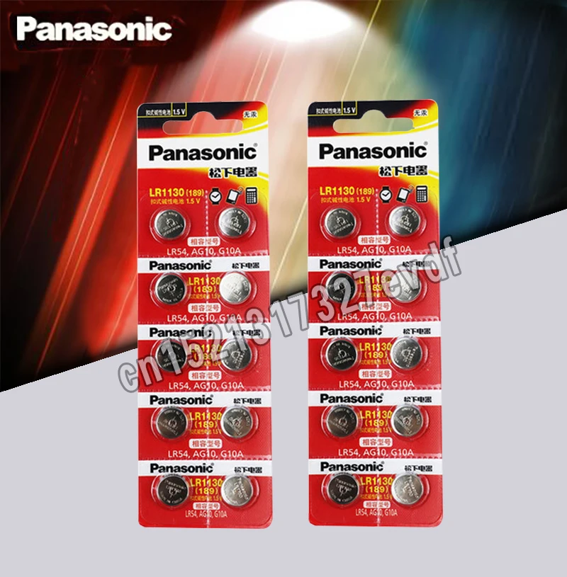 20 бр/лот Panasonic Отделението елемент от 1,5 AG10 LR1130 Алкална бутон на батерии AG10 389 LR54 SR54 SR1130W 189 LR1130 Бутон на батерията