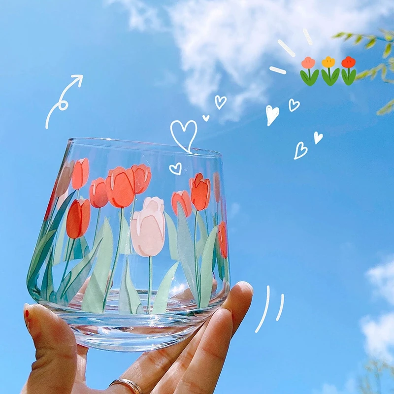 3D Чаша от Розово Стъкло с Дръжка, Домакински Чаша за Закуска, за Сок, за Кафе, Прозрачна Чаша, хубава Чаша за Чай и Мляко, copas de cristal de colores