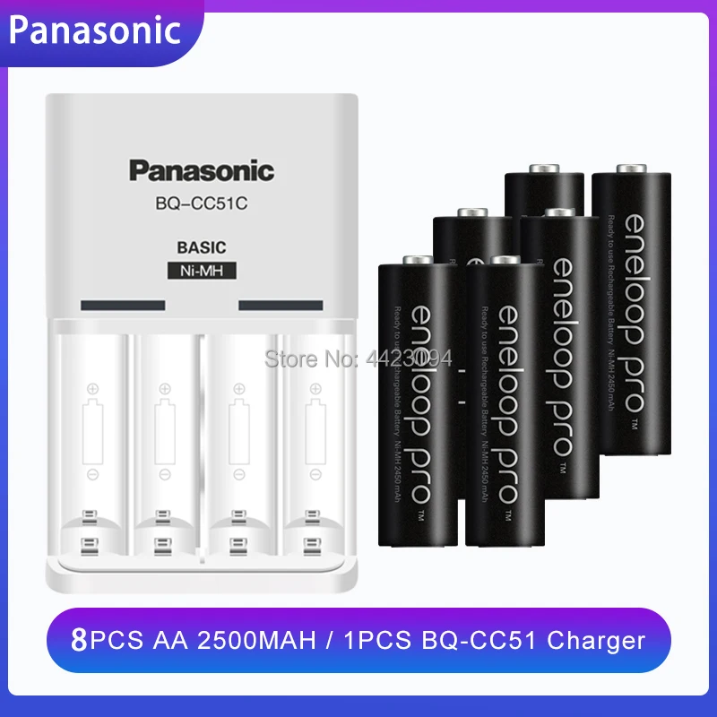 8 БР./ЛОТ Panasonic Eneloop Оригинална Батерия Pro AA 2500 mah 1,2 В NI-MH Камера Фенерче Играчка Предварително Заредена + Зарядно устройство BQ-CC51