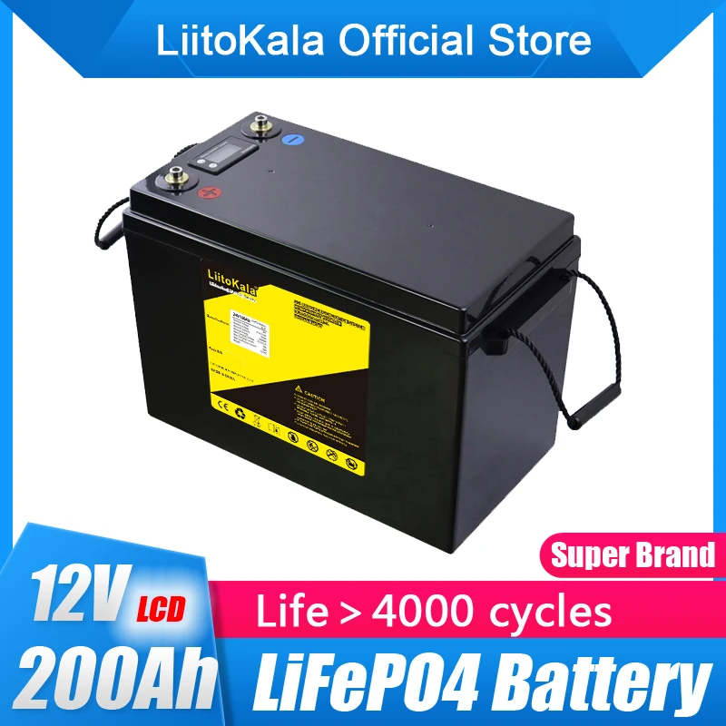 LiitoKala 12v 200AH lifepo4 литиева батерия 4s 12,8 В 200Ah с дисплей напрежение за 1200 W инвертор лодка голф количка UPS