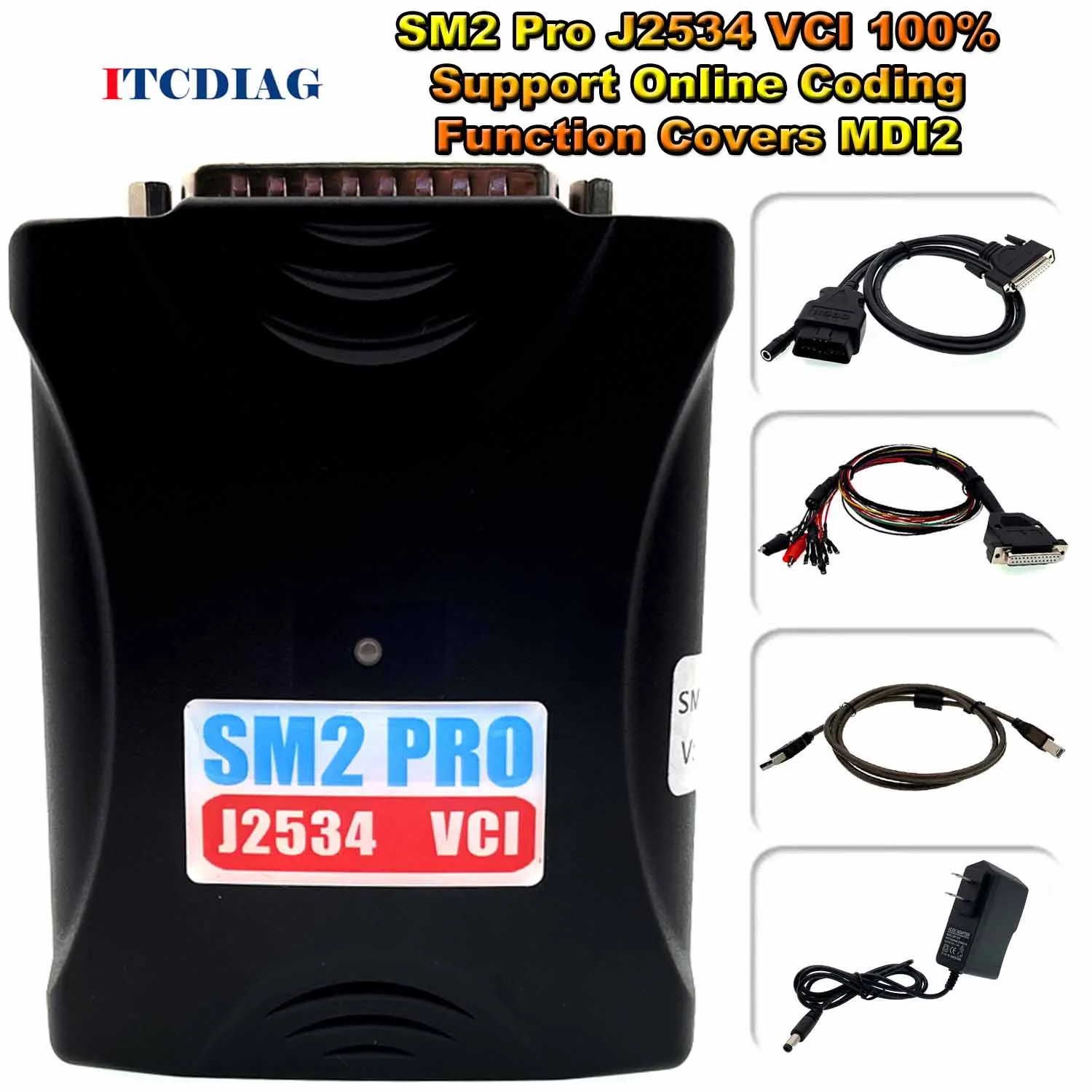 SM2 Pro J2534 VCI Идеална Поддръжка Функции на онлайн кодиране Cover MDI2 MDI 2 MDI II + HDD Множество Диагностичен скенер GDS2 Tech2Win
