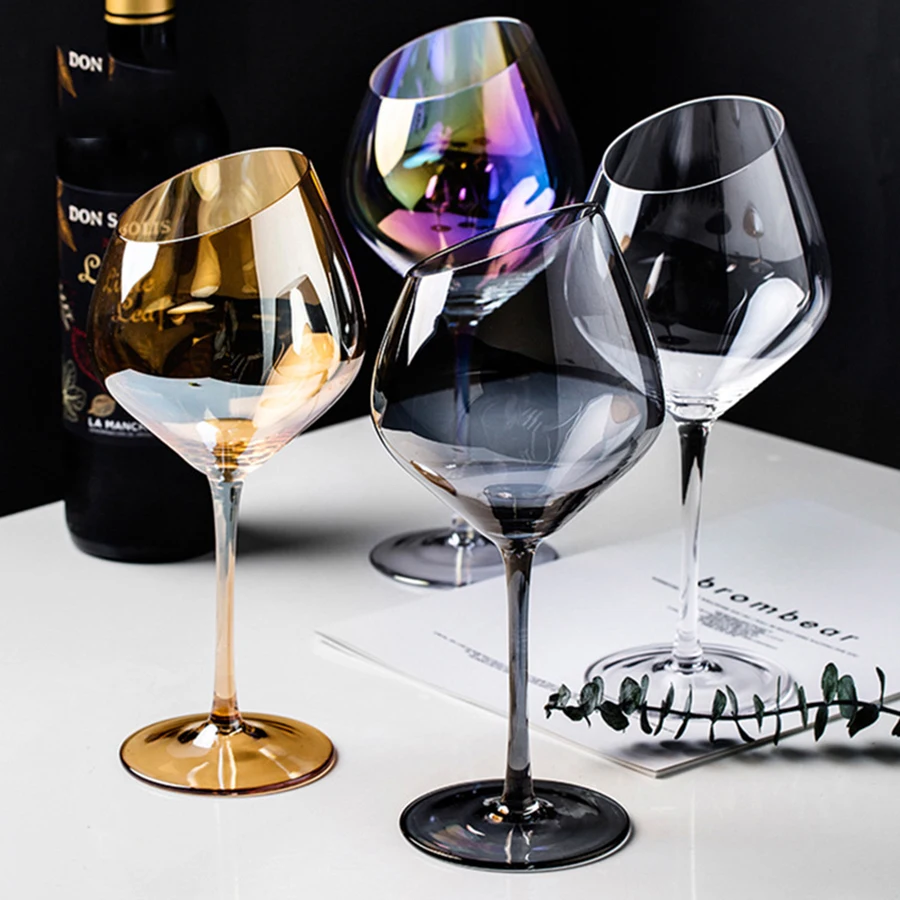 Необичаен Комплект Чаши От Скандинавския Стъкло С Фаской, Чаша За Вино, Коктейл, Уиски, Шампанско, Луксозни Цветни Чаши Tacas De Vidro Para Vinho
