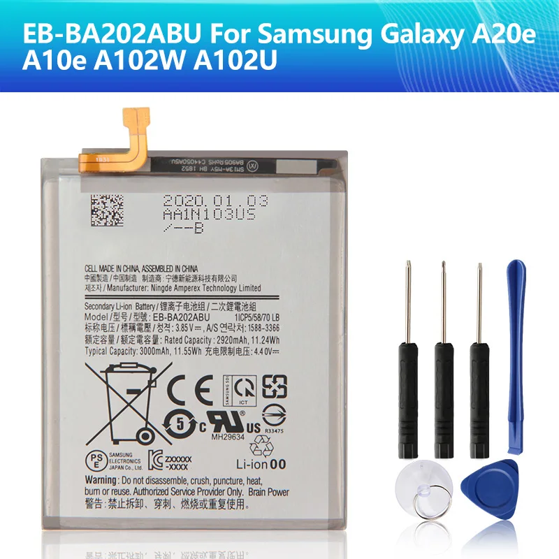 Преносимото Батерия за телефона EB-BA202ABU за Samsung Galaxy A20e A10e A102W A202F A102U 3000 mah Нова Батерия