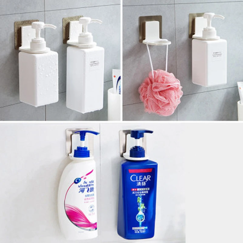 Самозалепващи шампоан за съхранение на бутилки стенен течен сапун, душ гел кука организатор на притежателя рафтове закачалка за аксесоари за баня