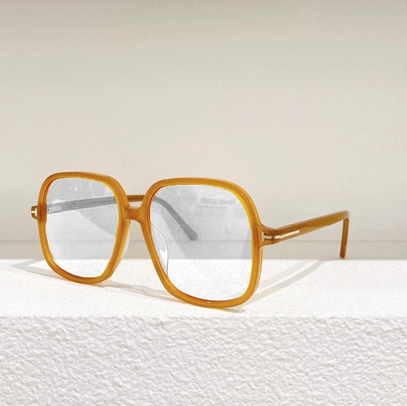 Сиво-жълти Квадратни Големи Рамки, Висококачествени Дамски Оптични очила TF5764, Модерни Мъжки Слънчеви очила с Кафяви и зелени Лещи